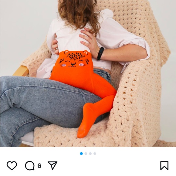 Orange Animal Face Baby Tights - Picture 3 of 6